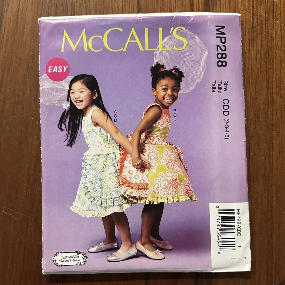NEW McCalls P288 Girl Childs Ruffled Dress Belt and Petticoat Sz 2 5 Pattern